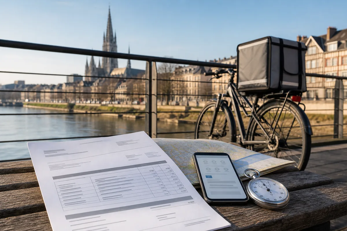 Facture détaillée et téléphone affichant une page de signalement de litige à la consommation